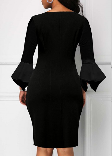 Black dresses,Animal Print dresses,ROTITA Hanky Sleeve Butterfly Print Square Collar Dress