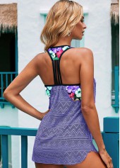 Light Purple Mesh Contrast Tankini Top-No Bottom