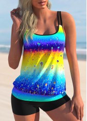 ROTITA Tie Dye Print Rainbow Color Tankini Set