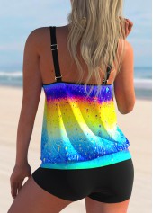 Multi Color swimwear,Tie Dye swimwear,ROTITA Tie Dye Print Rainbow Color Tankini Set