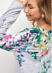 Multi Color tops,Floral tops,ROTITA Decorative Button Floral Print Long Sleeve T Shirt