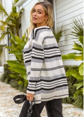 Multi Color tops,Striped tops,ROTITA Long Sleeve Tassel Open Front Striped Cardigan