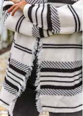 Multi Color tops,Striped tops,ROTITA Long Sleeve Tassel Open Front Striped Cardigan