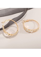 Gold jewelry,Circle Design Rhinestone Metal Detail Earrings