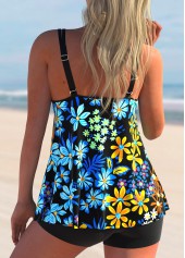 Multi Color swimwear,Floral swimwear,ROTITA Double Straps Floral Print Tankini Set