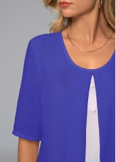 Royal Blue tops,Contrast Color tops,ROTITA Royal Blue Blouse