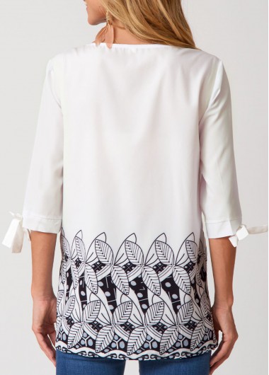 Multi Color tops,Dot tops,ROTITA Decorative Button Crinkle Chest Round Neck Blouse