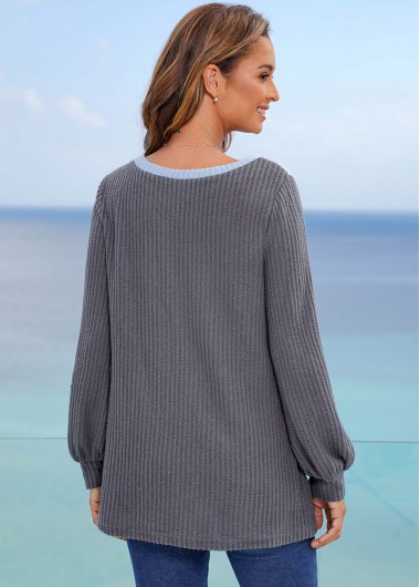 Multi Color tops,Contrast Color tops,ROTITA Round Neck Color Block Long Sleeve Sweatshirt