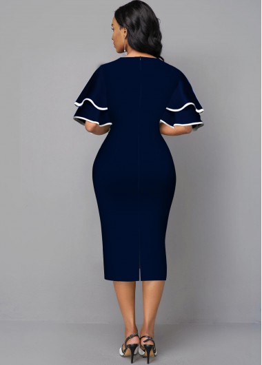 Geometric dresses,ROTITA Geometric Print V Neck Bodycon Dress