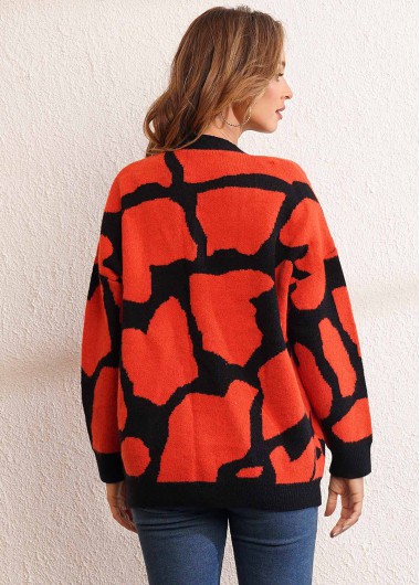 Multi Color tops,Contrast Color tops,Pocket Design Button Up Long Sleeve Cardigan