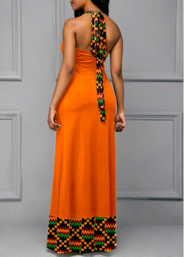 Orange dresses,Tribal dresses,ROTITA Tie Back Tribal Print Maxi Dress