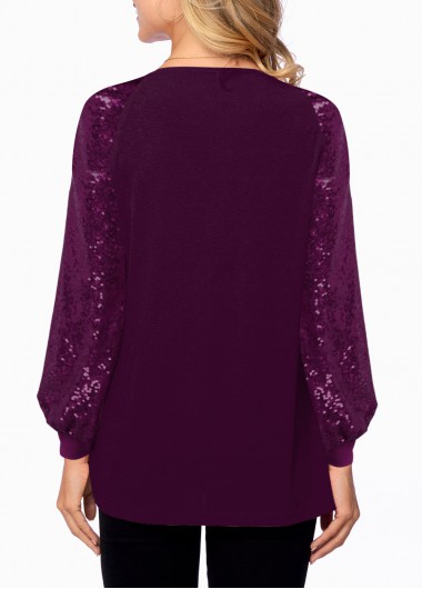 Purple tops,Plain Color tops,ROTITA Solid Quarter Zip Long Sleeve T Shirt