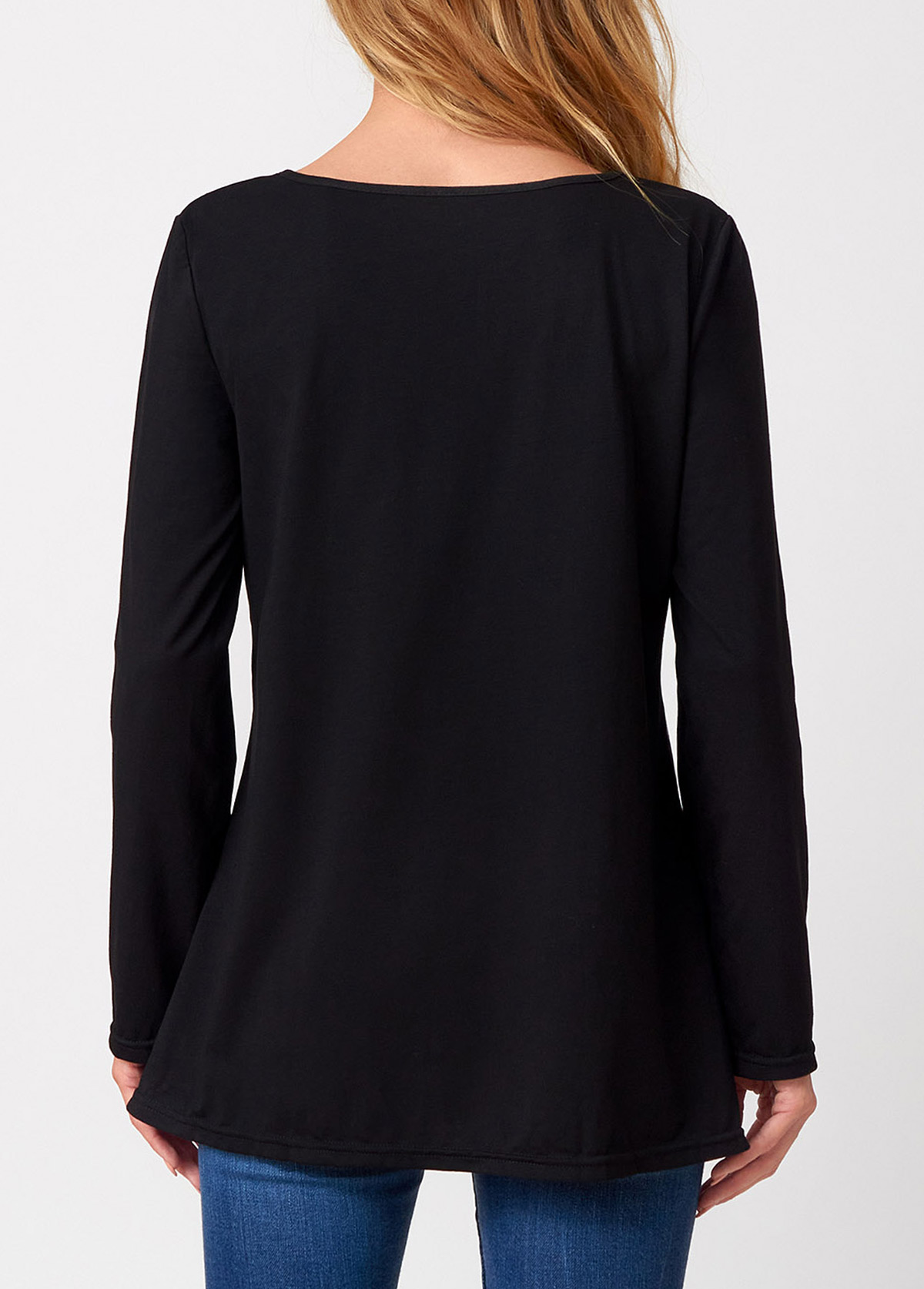 Multi Color tops,Striped tops,ROTITA Stripe Print Decorative Button Round Neck T Shirt