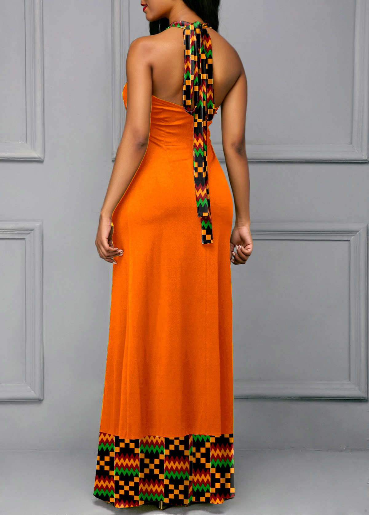 Orange dresses,Tribal dresses,ROTITA Tie Back Tribal Print Maxi Dress