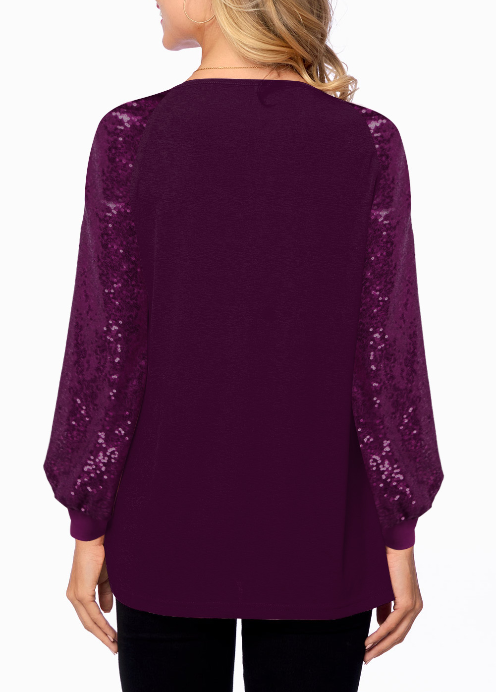 Purple tops,Plain Color tops,ROTITA Solid Quarter Zip Long Sleeve T Shirt