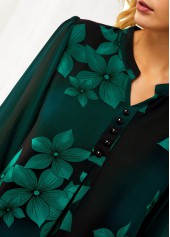 Floral tops,ROTITA Split Neck Button Detail Large Floral Print Blouse