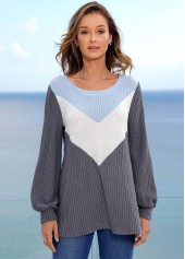 Multi Color tops,Contrast Color tops,ROTITA Round Neck Color Block Long Sleeve Sweatshirt