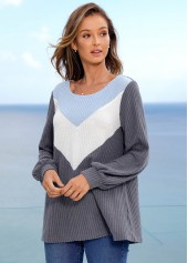 Multi Color tops,Contrast Color tops,ROTITA Round Neck Color Block Long Sleeve Sweatshirt