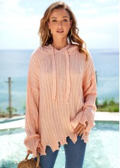 Langärmliger Pullover mit Kapuzenkragen und asymmetrischem Saum