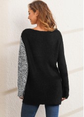 Multi Color tops,Contrast Color tops,ROTITA V Neck Contrast Long Sleeve Sweater