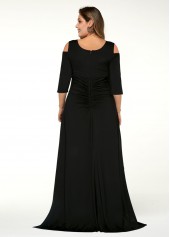Black plus size,Plain Color plus size,ROTITA Plus Size Cold Shoulder Solid Dress