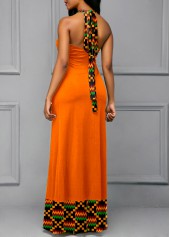 Orange dresses,Tribal dresses,ROTITA Tie Back Tribal Print Maxi Dress
