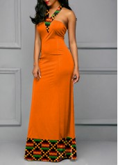 Orange dresses,Tribal dresses,ROTITA Tie Back Tribal Print Maxi Dress