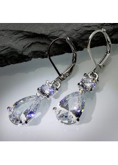 Silvery White jewelry,Waterdrop Design Metal Detail Silver Earrings