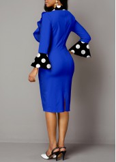 Royal Blue dresses,Dot dresses,ROTITA Polka Dot Tie Long Sleeve Dress