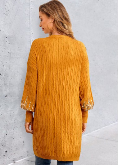 Ginger tops,Plain Color tops,Long Sleeve Sequin Open Front Cardigan