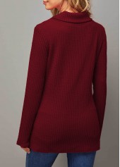 Wine Red tops,Plain Color tops,ROTITA Lace Patchwork Wine Red Draped Neck Valentines Sweatshirt