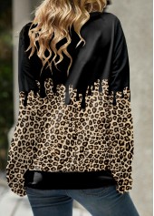 Black tops,Leopard tops,ROTITA Leopard Cowl Neck Long Sleeve Sweatshirt