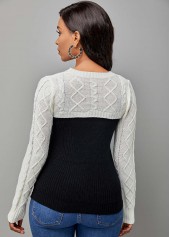 Contrast Color tops,ROTITA Long Sleeve Color Block Two Piece Sweater