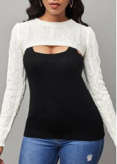 ROTITA Long Sleeve Color Block Two Piece Sweater