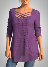 Rotita Plus Size Lila Zweiteiler mit eckigem Ausschnitt