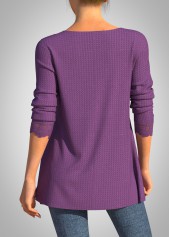 Purple tops,Plain Color tops,ROTITA Plus Size Purple Square Neck Fake Two Piece Twinset