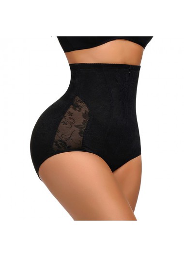 Black intimates,Black High Waisted Zipper Detail Panties