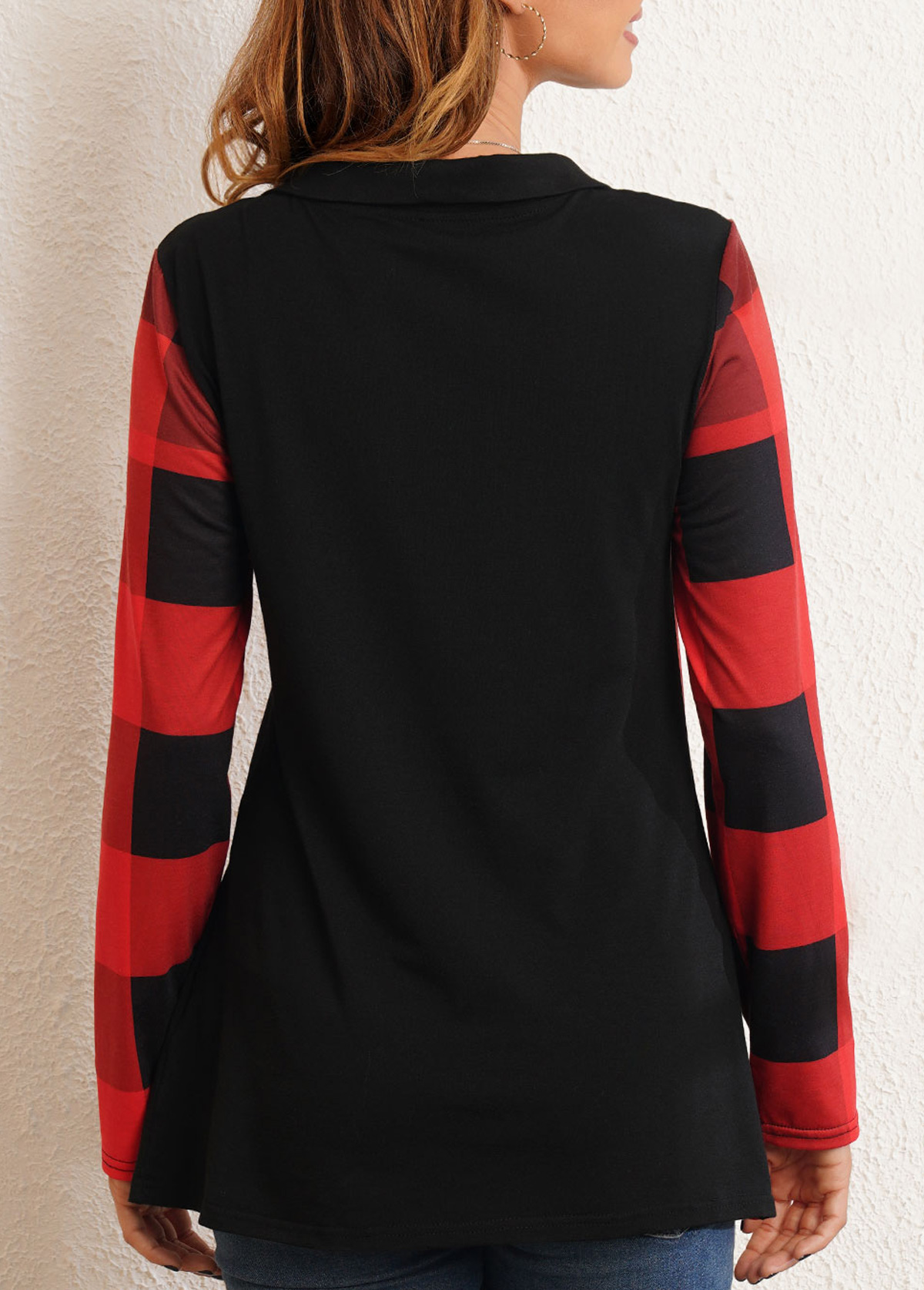 Multi Color tops,Christmas tops,ROTITA Decorative Button Long Sleeve Christmas Print T Shirt