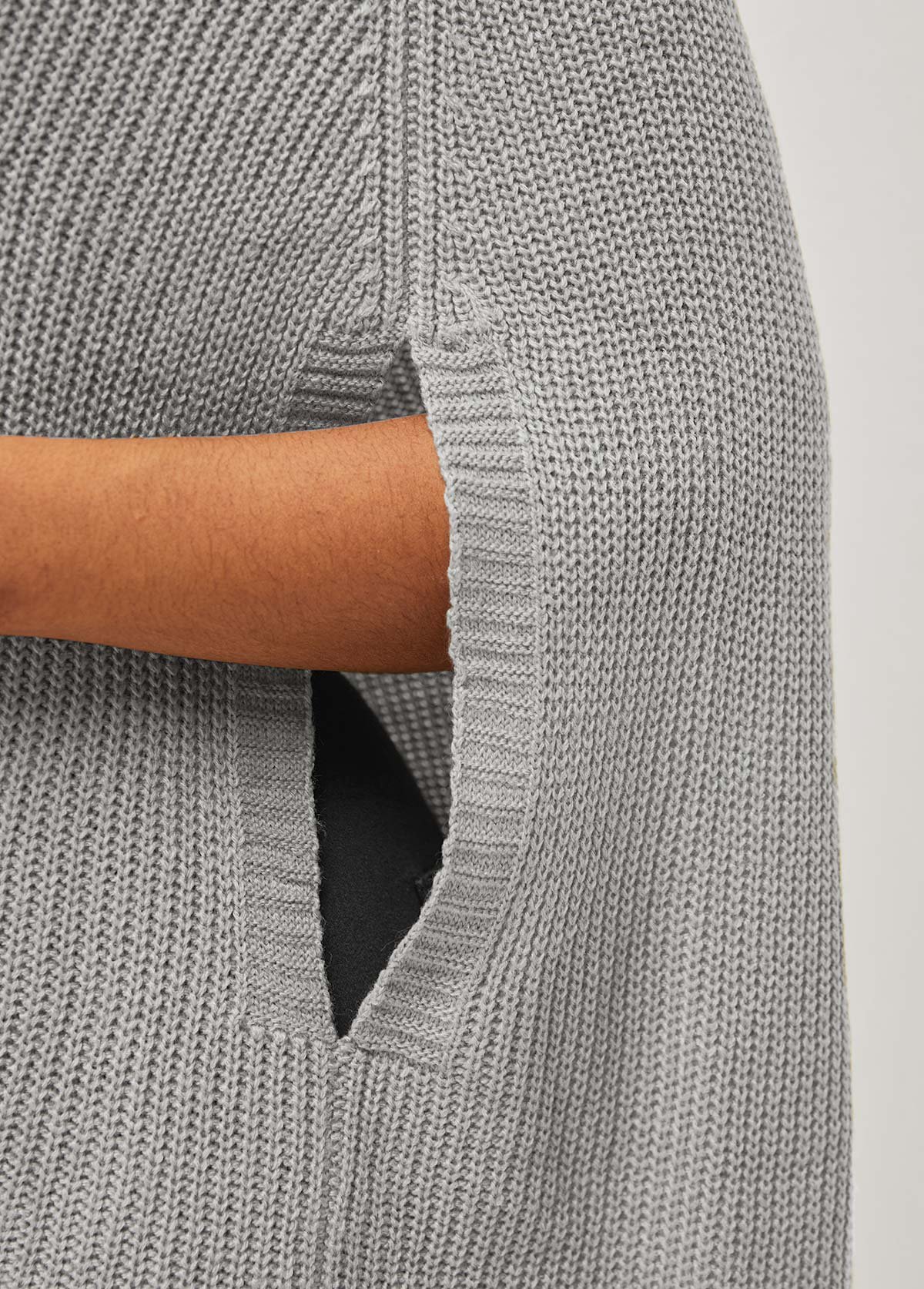 Grey tops,Plain Color tops,ROTITA 3/4 Sleeve Turtleneck Solid Sweater Cape