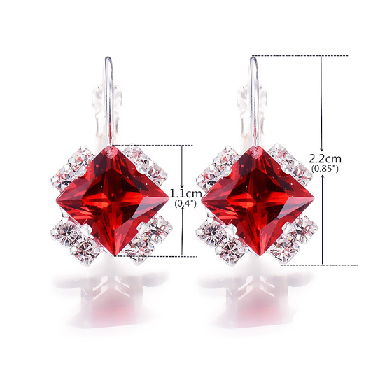 Red jewelry,Red Metal Detail Rhinestone Design Earrings