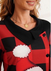 Multi Color tops,Christmas tops,ROTITA Decorative Button Long Sleeve Christmas Print T Shirt