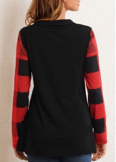 Multi Color tops,Christmas tops,ROTITA Decorative Button Long Sleeve Christmas Print T Shirt