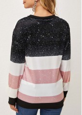 Black tops,Contrast Color tops,Long Sleeve Contrast Quarter Zip T Shirt