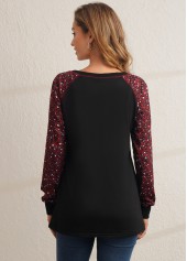 Black tops,Leopard tops,ROTITA Black Leopard Round Neck Long Sleeve Sweatshirt