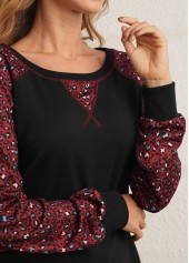 Black tops,Leopard tops,ROTITA Black Leopard Round Neck Long Sleeve Sweatshirt