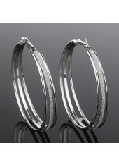 Silver Circle Shape Frosting Design Earring Set