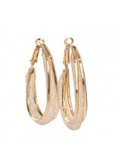 Gold jewelry,1 Pair Gold Circular Shape Metal Detail Earrings