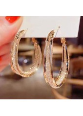 Gold jewelry,1 Pair Gold Circular Shape Metal Detail Earrings