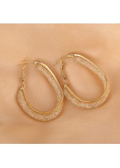 Gold jewelry,1 Pair Gold Circular Shape Metal Detail Earrings
