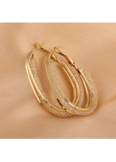 Gold jewelry,1 Pair Gold Circular Shape Metal Detail Earrings